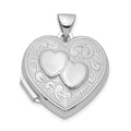 Sterling Silver Rhodium-plated Heart Locket, 24 x 18 mm