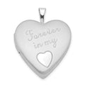 Sterling Silver Rhod-plated Polished/Satin 20mm Forever in my Heart Locket, 25.15 x 19.55 mm