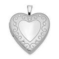Sterling Silver Rhodium-plated 20mm D/C Heart Locket, 25.1 x 19.6 mm