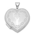 Sterling Silver Rhodium-plated Heart Locket, 27 x 21.2 mm