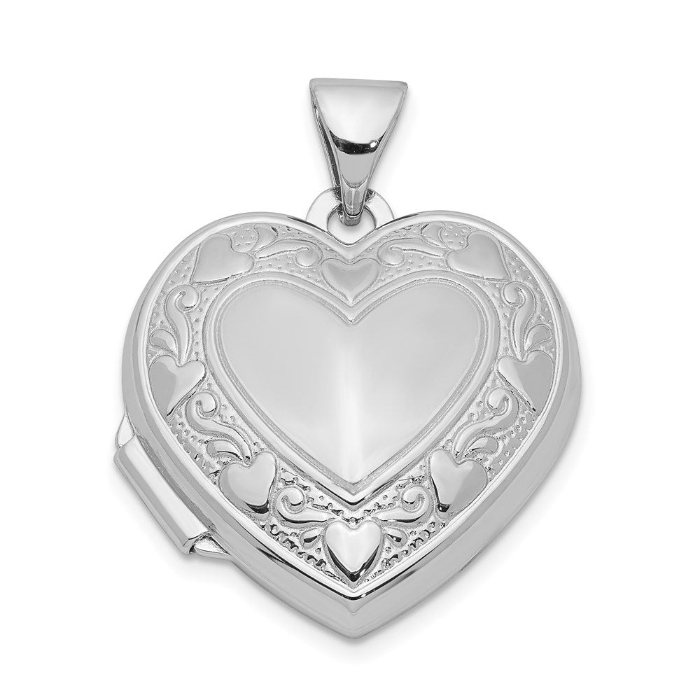 Sterling Silver Rhodium-plated Heart Locket, 24 x 18.7 mm