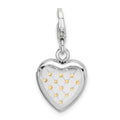 Sterling Silver Gold-plated Patterned Lobster Clasp 12mm Heart Locket, 24.6 x 12.45 mm
