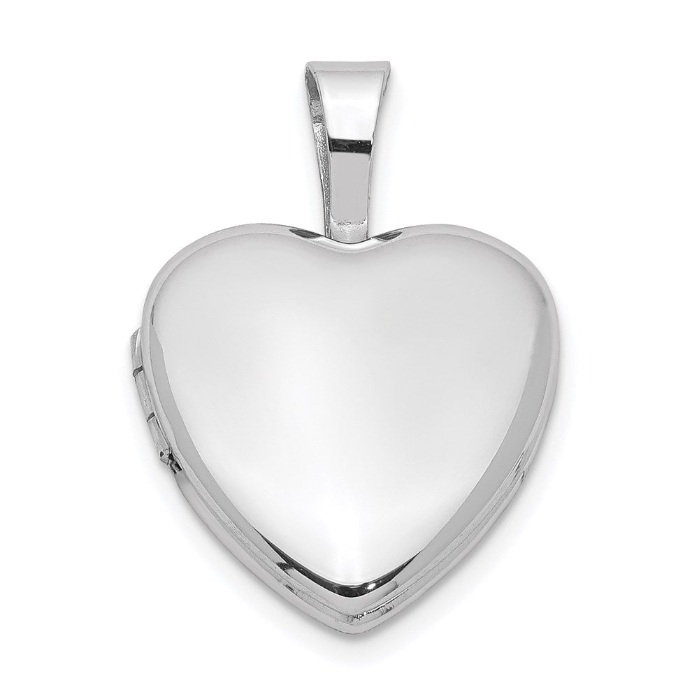 Sterling Silver Rhodium-plated Polished 12mm Heart Locket, 17.85 x 12.4 mm
