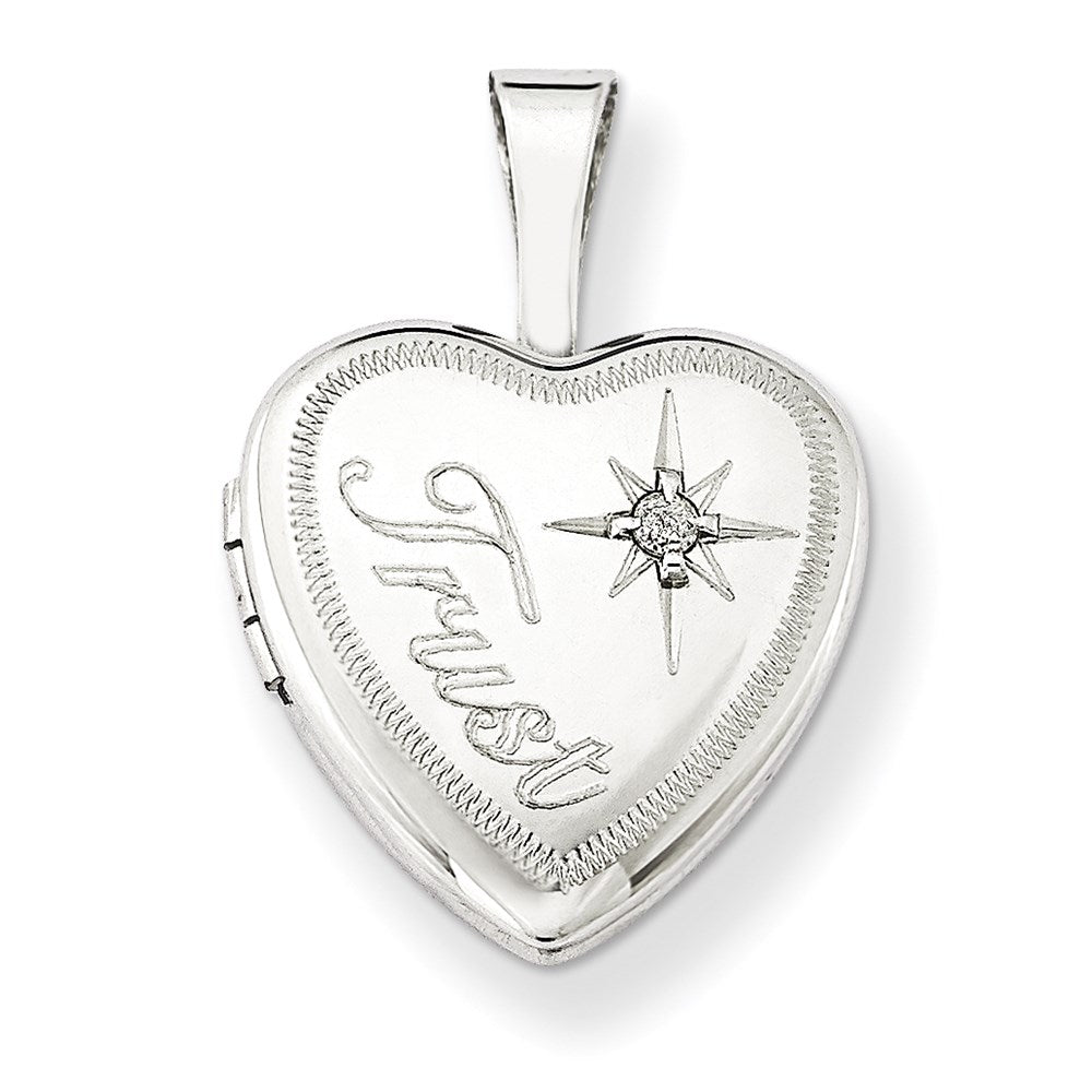 Sterling Silver & Diamond Trust 12mm Heart Locket, 0.01 ct