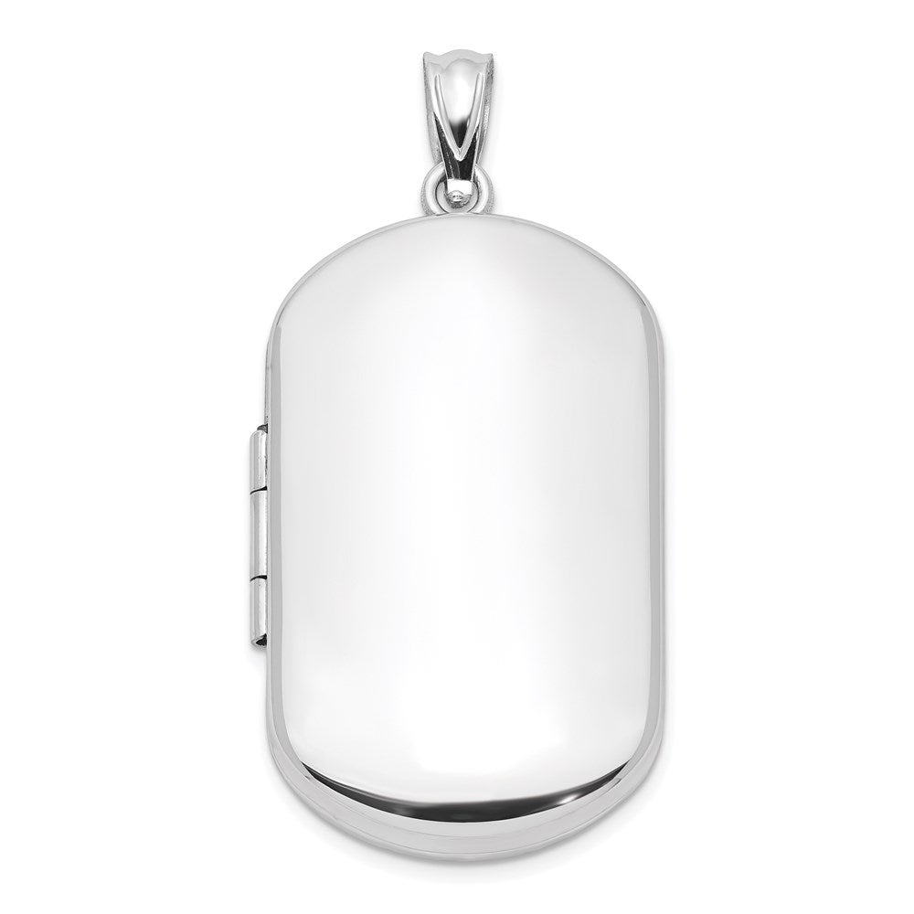Sterling Silver Rhodium-plated Polished Rectangular Locket, 38 x 19.15 mm