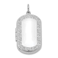 Sterling Silver Rhodium-plated Greek Key Border Rectangular Locket, 38.2 x 19.1 mm
