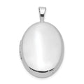 Sterling Silver Rhodium-plated 20mm Polished Oval Locket, 24.6 x 14.95 mm