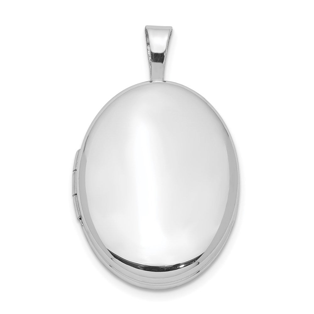 Sterling Silver Rhodium-plated 20mm Polished Oval Locket, 24.6 x 14.95 mm
