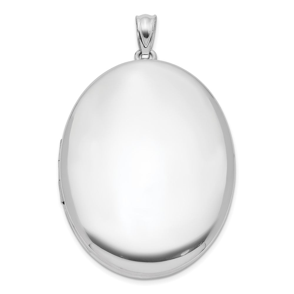 Sterling Silver Rhodium-plated Polished 34mm Oval Locket, 42.75 x 27.6 mm