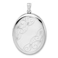 Sterling Silver Rhodium-plated W/ Side Swirls 34mm Oval Locket, 42.5 x 27.6 mm