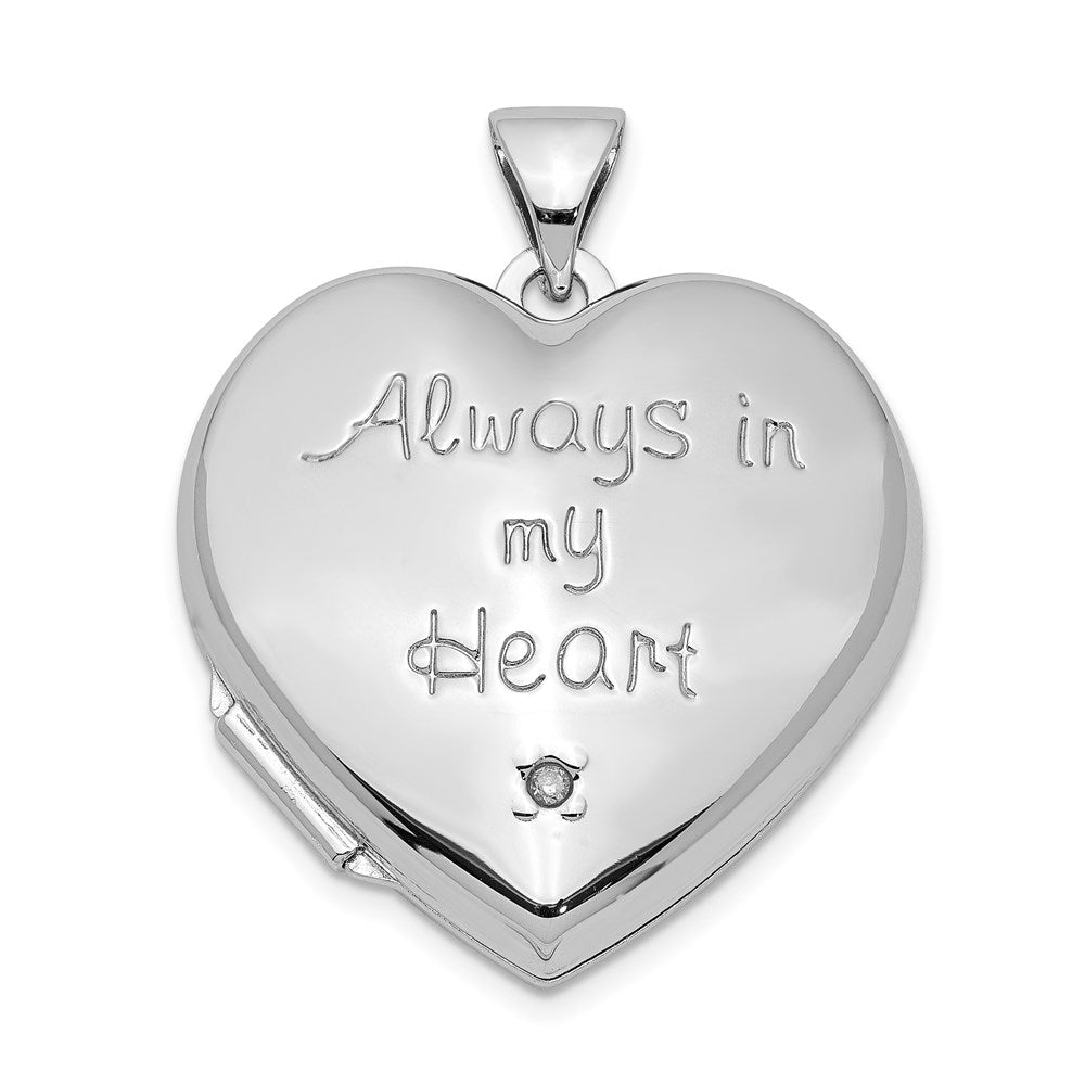 Sterling Silver Rhod-plated & Gold-tone Always In My Heart Dia Heart Locket, 0.005 ct, 27.05 x 21.3 mm
