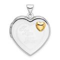 Sterling Silver Rhodium & Gold-plated 21mm I Love You Heart Locket, 27.4 x 21.66 mm