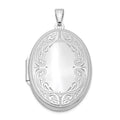 Sterling Silver Rhodium-plated 31mm Oval Scroll Locket, 39.8 x 24.6 mm