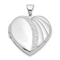 Sterling Silver Rhodium-plated 21mm Textured Heart Locket, 27.3 x 21.75 mm