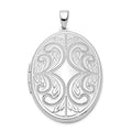 Sterling Silver Rhodium-plated Scroll Design Oval 6-Frame Family Locket, 43.7 x 26.8 mm