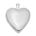 Sterling Silver Rhodium-plated Braided Edge Heart Locket, 24.75 x 19.65 mm
