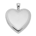 Sterling Silver Rhodium-plated Polished & Satin Heart Locket, 30.5 x 23.8 mm