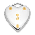 Sterling Silver & Gold-Plated Polished 20mm Lock Heart Locket, 23.85 x 19.5 mm