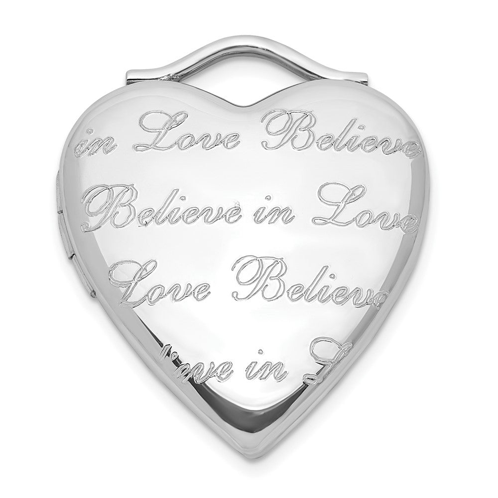 Sterling Silver Polished Believe In Love Heart Locket, 23.9 x 19.5 mm