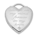 Sterling Silver Rhodium-plated Always On My Mind Forever In My Heart Locket, 26 x 24 mm