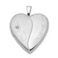 Sterling Silver Rhod-plated Diamond Satin/Polished In Memory Heart Locket, 0.05 ct, 25.2 x 19.6 mm