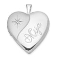 Sterling Silver 20mm Diamond Mija Satin & Polished Heart Locket, 0.05 ct, 25 x 19.6 mm