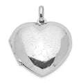 Sterling Silver Rhodium-Plated Polished Sparkle Heart Locket, 27.8 x 22.1 mm