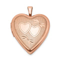 Sterling Silver Rose Gold-plated 20mm Double Hearts Heart Locket, 25.25 x 19.6 mm