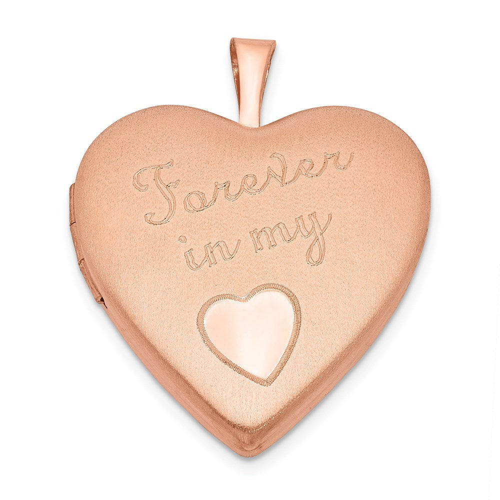 Sterling Silver Rose Gold-plated Pol/Satin 20mm Forever in my Heart Locket, 25 x 19.6 mm