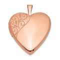 Sterling Silver Rose Gold-plated 20mm Polished Swirl Heart Locket, 20 x 19.3 mm