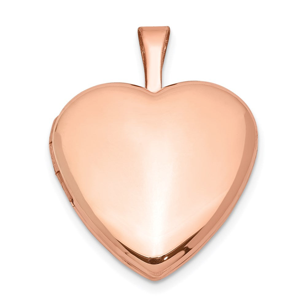 Sterling Silver Rose Gold-plated Satin and Polished 2-Frame Heart Locket, 16 x 16.2 mm