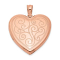 Sterling Silver Rose Gold-plated 24mm Swirl Design Heart Locket, 30.75 x 23.75 mm