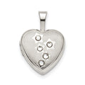 Sterling Silver 12mm Stars CZ Heart Locket, 18 x 12 mm