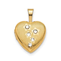 Sterling Silver Gold-plated 12mm Star CZ Heart Locket, 18 x 12 mm