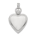 Sterling Silver Rhodium-plated 21mm Diamond Accented Satin Locket, 0.01 ct, 32.55 x 19.6 mm