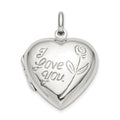 Sterling Silver I Love You Rose Heart Locket, 32.4 x 24.3 mm