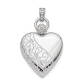 Sterling Silver Rhodium-plated 21mm Heart Dia. Accent D/C Satin Locket, 0.01 ct, 32.4 x 19.6 mm