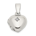Sterling Silver CZ Heart Locket, 19 x 12 mm