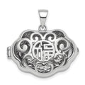 Sterling Silver Rhodium-plate Chinese Symbol For Blessing Good Fortune Pend, 20 x 27 mm