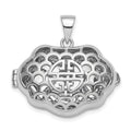 Sterling Silver Rhodium-plate Chinese Symbol For Wealth Locket Pendant, 20 x 27 mm