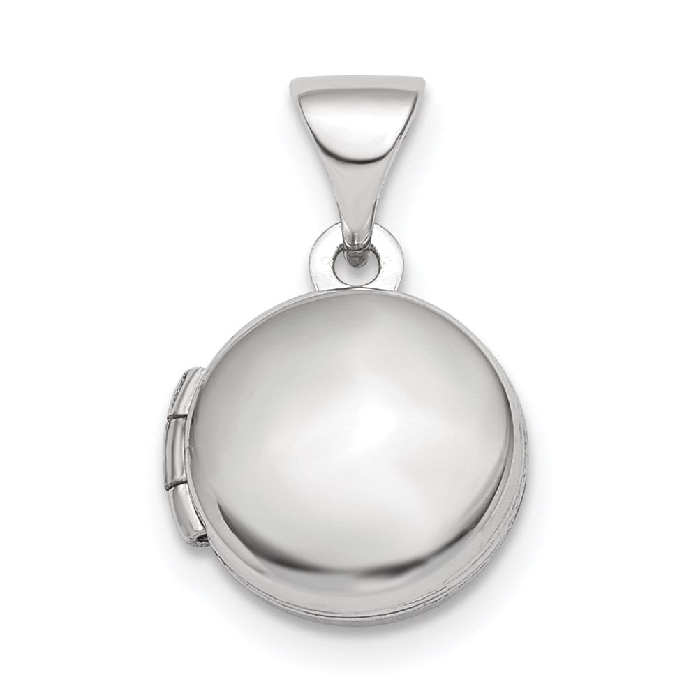 Sterling Silver Rhodium-plated Polished Domed 10mm Round Locket, 16.75 x 10.95 mm