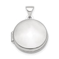 Sterling Silver Rhodium-plated Polished Domed 16mm Round Locket, 23.25 x 17.05 mm
