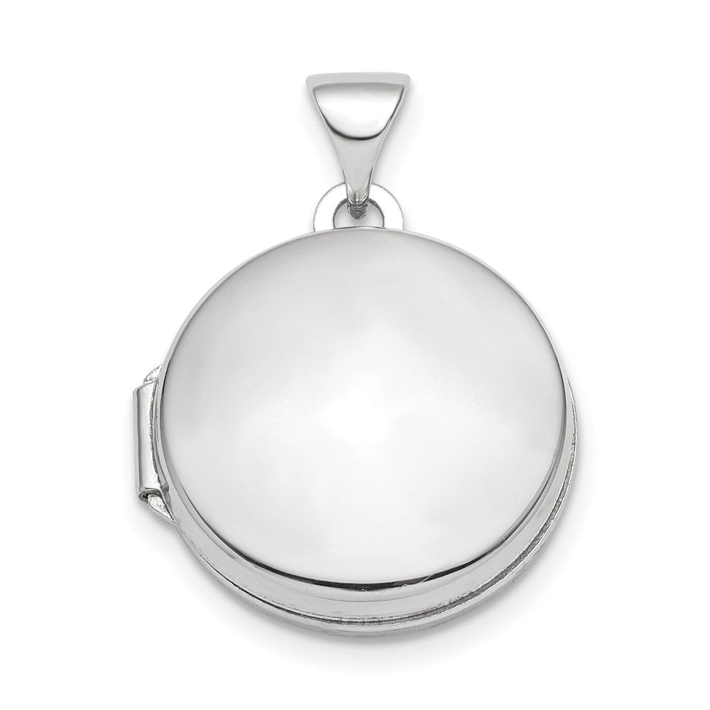 Sterling Silver Rhodium-plated Polished Domed 16mm Round Locket, 23.25 x 17.05 mm