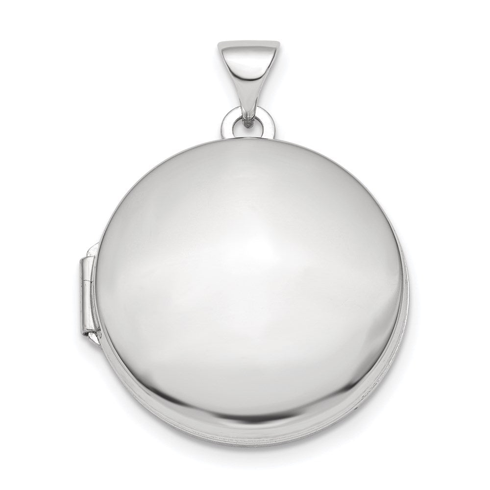 Sterling Silver Rhodium-plated Polished Domed 20mm Round Locket, 27.3 x 21 mm