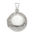 Sterling Silver Textured Border Circle Locket, 31 x 21.85 mm