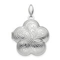 Sterling Silver Rhodium-plated Polished 21mm Domed Swirl Flower Locket, 29.1 x 21.9 mm