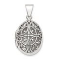 Sterling Silver Polished Filigree 22mm Oval Locket, 31.85 x 17.75 mm