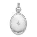 Sterling Silver Rhodium-plate 26mm Diamond Accented D/C Locket, 0.02 ct, 39.2 x 20.4 mm