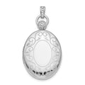 Sterling Silver Rhodium-plated 26mm Oval Diamond Accent Satin Locket, 0.01 ct, 39 x 20.45 mm