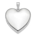 Sterling Silver Rhodium-plated 24mm Plain Ash Holder Heart Locket, 30.25 x 23.8 mm